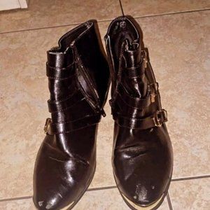Womans Gold Buckled Booties